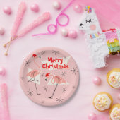 Flamingo Santas Roze Vrolijk kerstpapier bord (Feest)