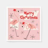Flamingo Santas Roze Vrolijk kerstpapier servet (Voorkant)