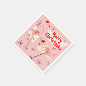 Flamingo Santas Roze Vrolijk kerstpapier servet (Hoek)