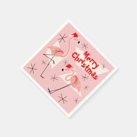 Flamingo Santas Roze Vrolijk kerstpapier servet (Hoek)