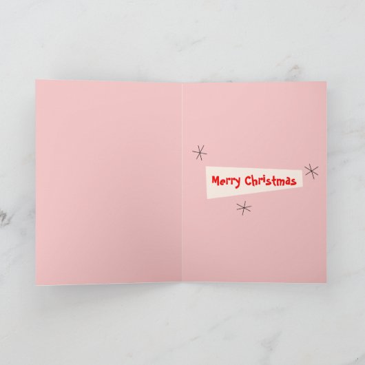 Flamingo Santas Roze Vrolijk Kerstroze Feestdagen Kaart (Binnen)