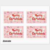Flamingo Santas Roze Vrolijke Kerstmis rechthoek Rechthoekige Sticker (Vel)
