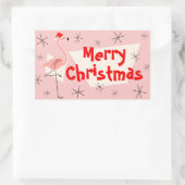 Flamingo Santas Roze Vrolijke Kerstmis rechthoek Rechthoekige Sticker (Tas)