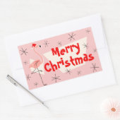 Flamingo Santas Roze Vrolijke Kerstmis rechthoek Rechthoekige Sticker (Envelop)