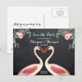 Flamingo Save the Date briefkaart krijtbord stijl (Voorkant / Achterkant)