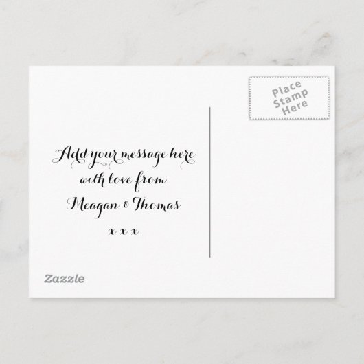 Flamingo Save the Date briefkaart krijtbord stijl (Achterkant)