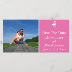 Flamingo Save The Date Fotokaart (Donkerroze)
