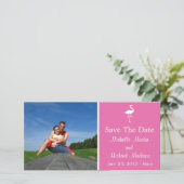 Flamingo Save The Date Fotokaart (Donkerroze) (Staand voorkant)