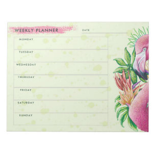 Flamingo Schattige Bloemen Roze Weekly Planner Not Notitieblok