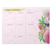 Flamingo Schattige Bloemen Roze Weekly Planner Not Notitieblok (Voorkant)