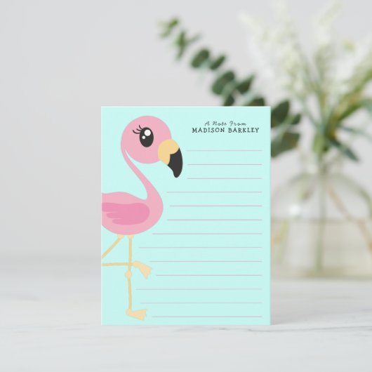 Flamingo Schattigee Kinderen Bedankkaart (Staand voorkant)