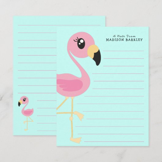Flamingo Schattigee Kinderen Bedankkaart (Voorkant / Achterkant)