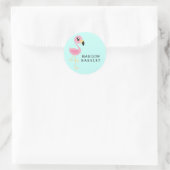 Flamingo Schattigee Tropische Kinder Envelop Seal  Ronde Sticker (Tas)