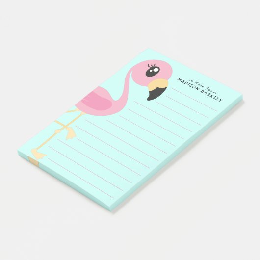 Flamingo Schattigee Tropische Kinder Post-it Notes (Schuin)