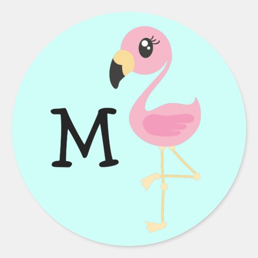Flamingo Schattigee Tropische Naam Envelop Seal St Ronde Sticker (Voorkant)