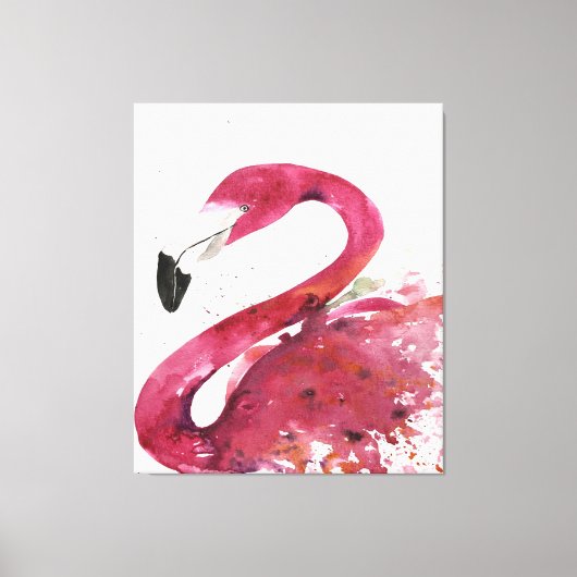 Flamingo | Schattigee Waterverf Flamingo Gifts Lov Canvas Afdruk (Voorkant)