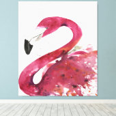 Flamingo | Schattigee Waterverf Flamingo Gifts Lov Canvas Afdruk (Insitu (Houten vloer))