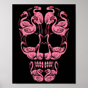 Flamingo Schedel Borstkanker Bewustzijn Halloween Poster