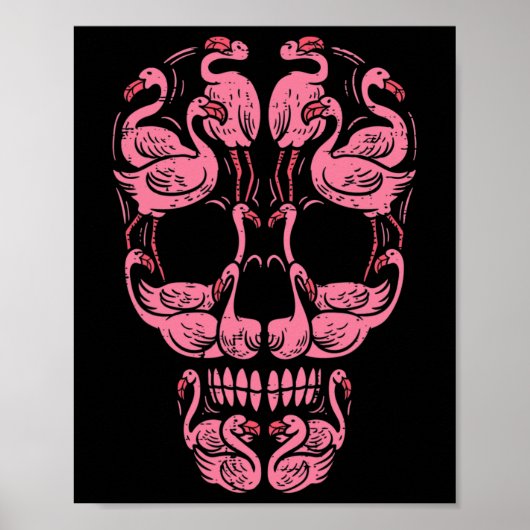 Flamingo Schedel Borstkanker Bewustzijn Halloween Poster (Voorkant)