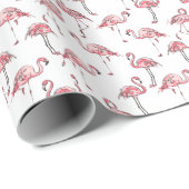 Flamingo schets: Tropisch patroon. Cadeaupapier (Rol Hoek)