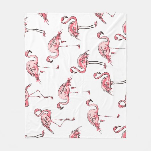Flamingo schets: Tropisch patroon. Fleece Deken (Voorkant)