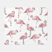 Flamingo schets: Tropisch patroon. Fleece Deken (Voorkant (Horizontaal))