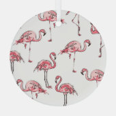 Flamingo schets: Tropisch patroon. Glas Ornament (Achterkant)