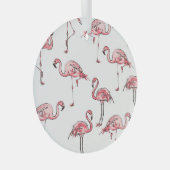 Flamingo schets: Tropisch patroon. Glas Ornament (Voorkant Rechts)