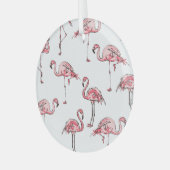 Flamingo schets: Tropisch patroon. Glas Ornament (Voorkant links)