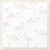 Flamingo schets: Tropisch  patroon. Glazen Onderzetter (Achterkant)