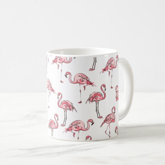 Flamingo schets: Tropisch patroon. Koffiemok (Voorkant rechts)