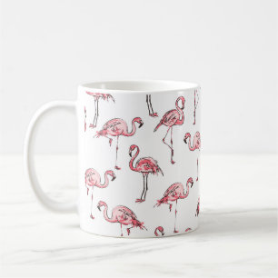 Flamingo schets: Tropisch  patroon. Koffiemok