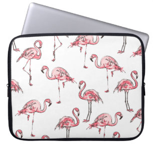 Flamingo schets: Tropisch patroon. Laptop Sleeve
