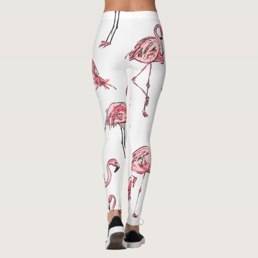 Flamingo schets: Tropisch  patroon. Leggings (Achterkant)