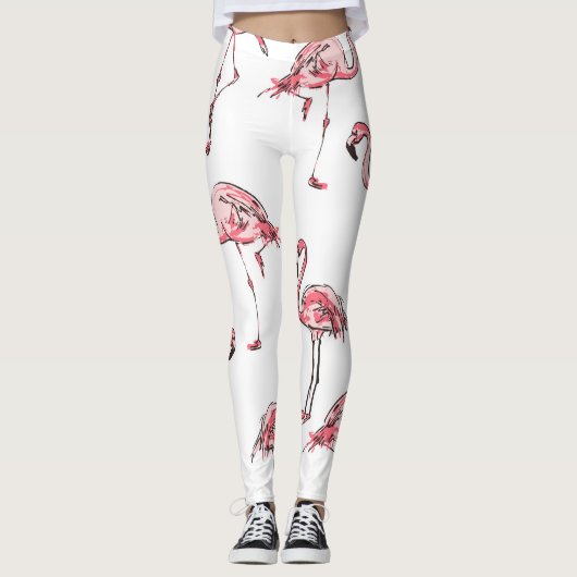 Flamingo schets: Tropisch  patroon. Leggings (Voorkant)