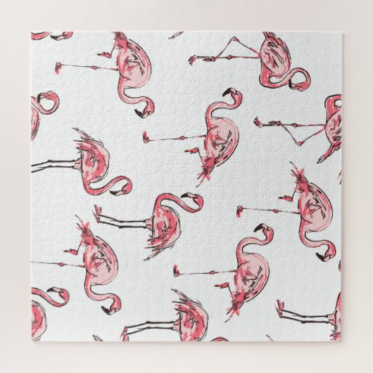 Flamingo schets: Tropisch patroon. Legpuzzel (Horizontaal)