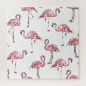 Flamingo schets: Tropisch patroon. Legpuzzel (Verticaal)