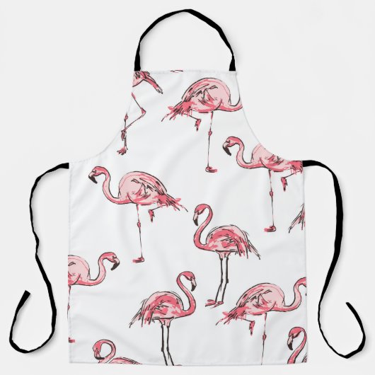 Flamingo schets: Tropisch patroon. Schort (Voorkant)