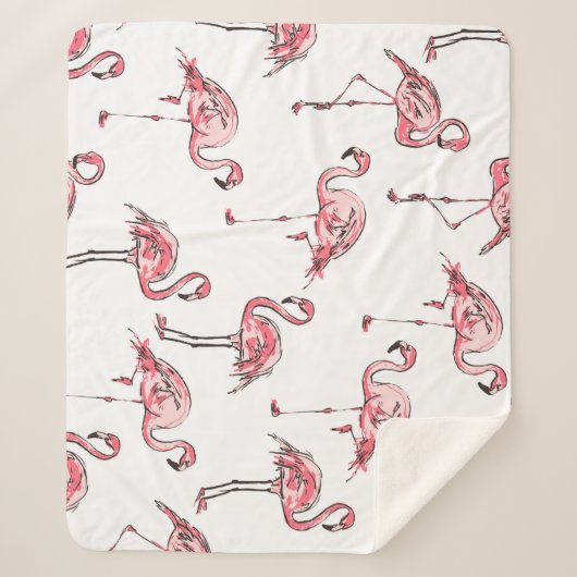 Flamingo schets: Tropisch patroon. Sherpa Deken (Voorkant)