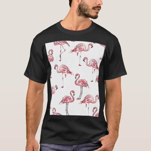 Flamingo schets: Tropisch patroon. T-shirt (Voorkant)