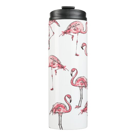 Flamingo schets: Tropisch  patroon. Thermosbeker (Voorkant)