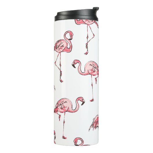 Flamingo schets: Tropisch patroon. Thermosbeker (Gedraaid links)