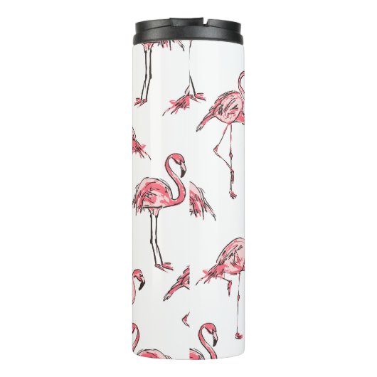 Flamingo schets: Tropisch patroon. Thermosbeker (Achterkant)