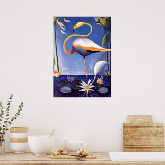 Flamingo, schilderij van Joseph Stella Poster (Keuken)