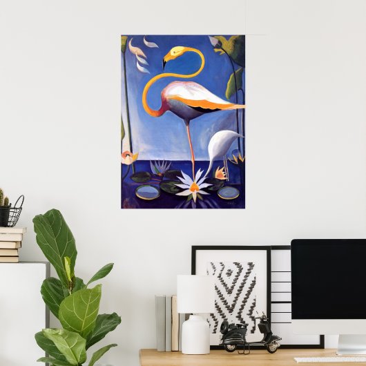 Flamingo, schilderij van Joseph Stella Poster (Thuiskantoor)