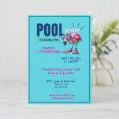Flamingo Scuba Geer Pool Party Verjaardag Kaart (Staand voorkant)