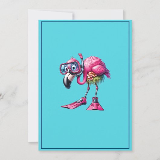 Flamingo Scuba Geer Pool Party Verjaardag Kaart (Achterkant)