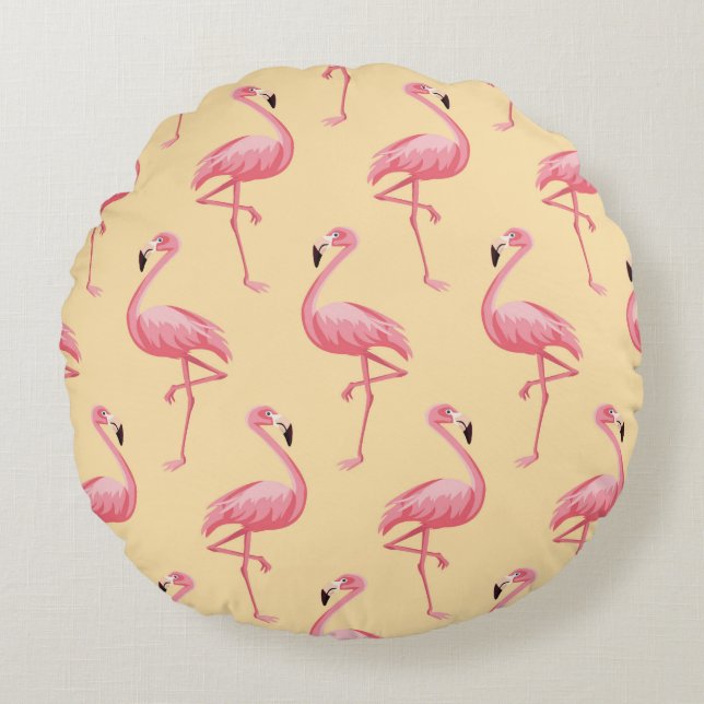 Flamingo seamless pattern background. Pink flaming Rond Kussen (Voorkant)