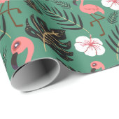 Flamingo seamless pattern pink on green background cadeaupapier (Rol Hoek)