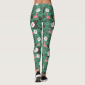 Flamingo seamless pattern pink on green background leggings (Achterkant)